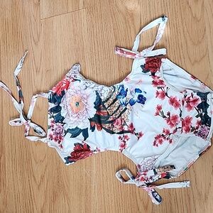 Floral print halter swimsuit 3T